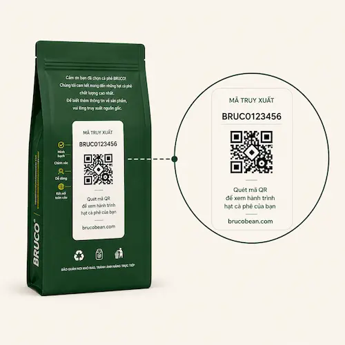 Traceability QR code on the Bruco coffee bag