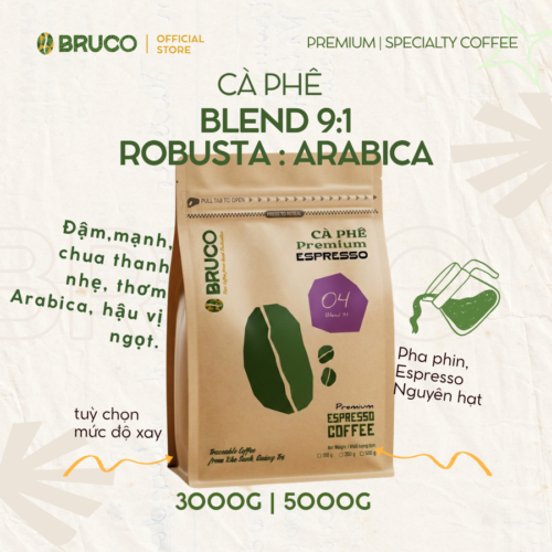 N04 - 3000g - Cà Phê Rang Mộc Nguyên Chất Blend 9:1 Robusta Lào Arabica
