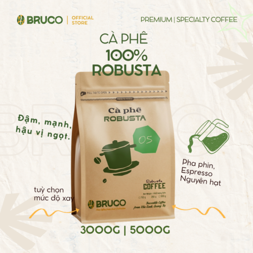 N05 - 3000g - Cà Phê Rang Mộc Nguyên Chất Robusta Lào - Pha Phin & Pha Máy