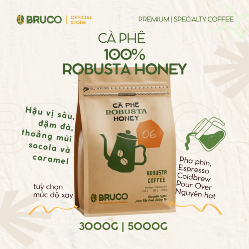 N06 - 3000g - Cà Phê Rang Mộc Nguyên Chất Robusta Honey Đăk Lăk