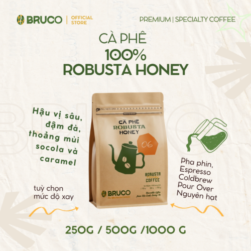N06 - 1000g - Cà Phê Rang Mộc Nguyên Chất Robusta Honey Đăk Lăk