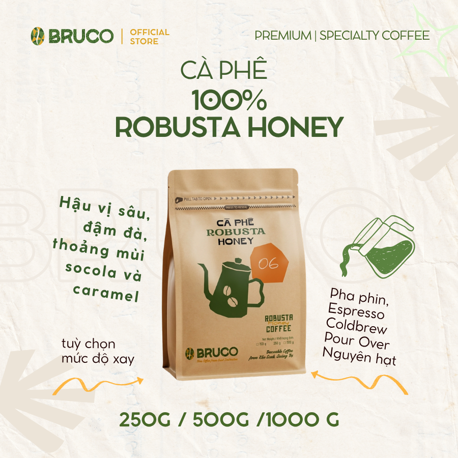 N06 - 1000g - Cà Phê Rang Mộc Nguyên Chất Robusta Honey Đăk Lăk